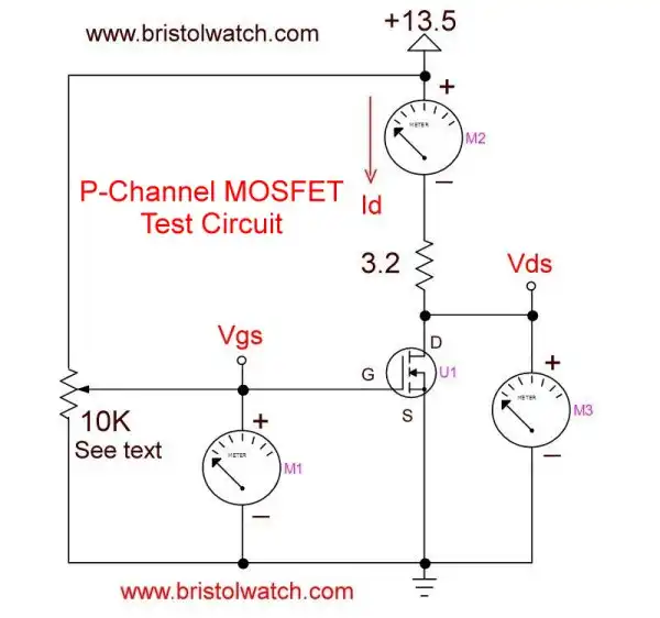 N-Channel MOSFET test circuit diagram.