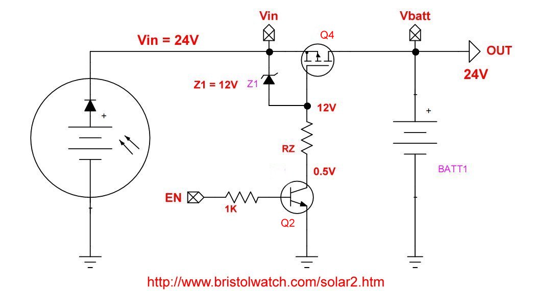 Solar Panel Battery Charge Controller Switching Circuit
