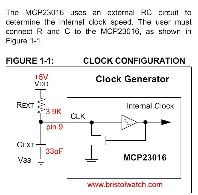 mcp23016 clock pin connections.