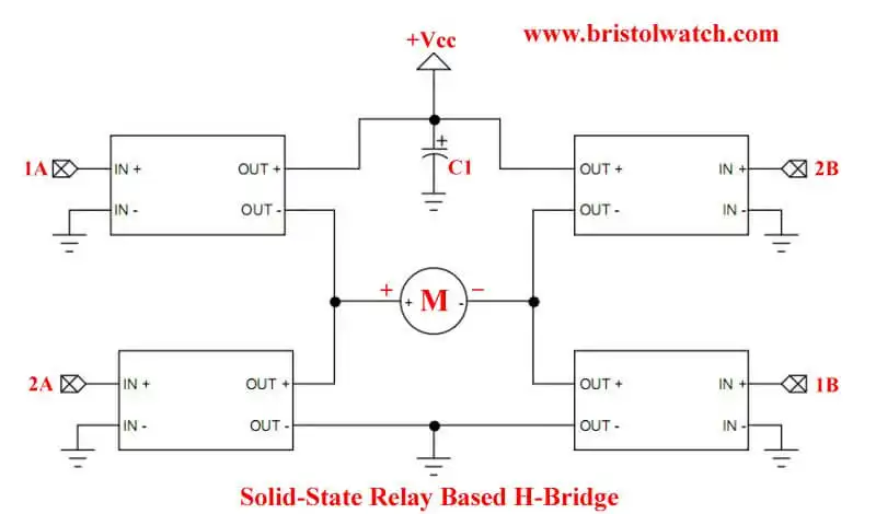 Solid state DC relay H-bridge circuit.