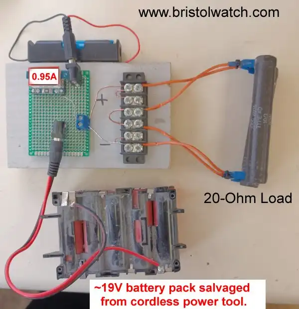 Power load test of a salvage lithium battery pack.
