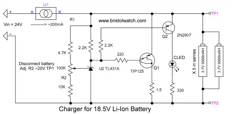 18.5V Li-Ion battery charger circuit.