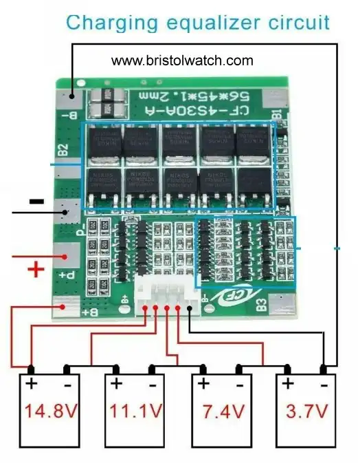 Example lithium battery charge balancing circuit.