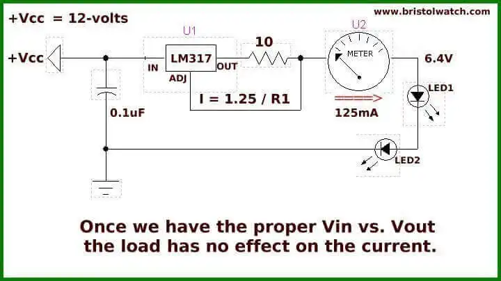 LM317 current limiter used with solar panel.