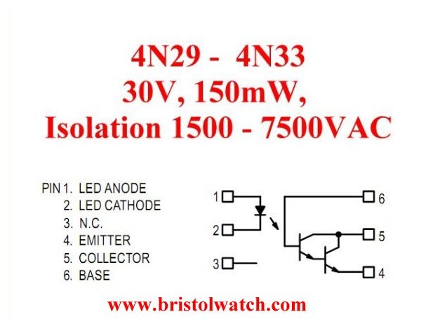 4N29-4N33 Darlington Transistor opto-coupler.