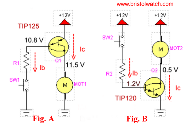 Basic Darlington transistor switching circuit connections.