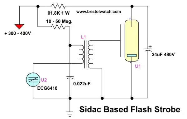 Flashtube circuit triggered by Sidac