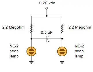 2 neon lamps blinking