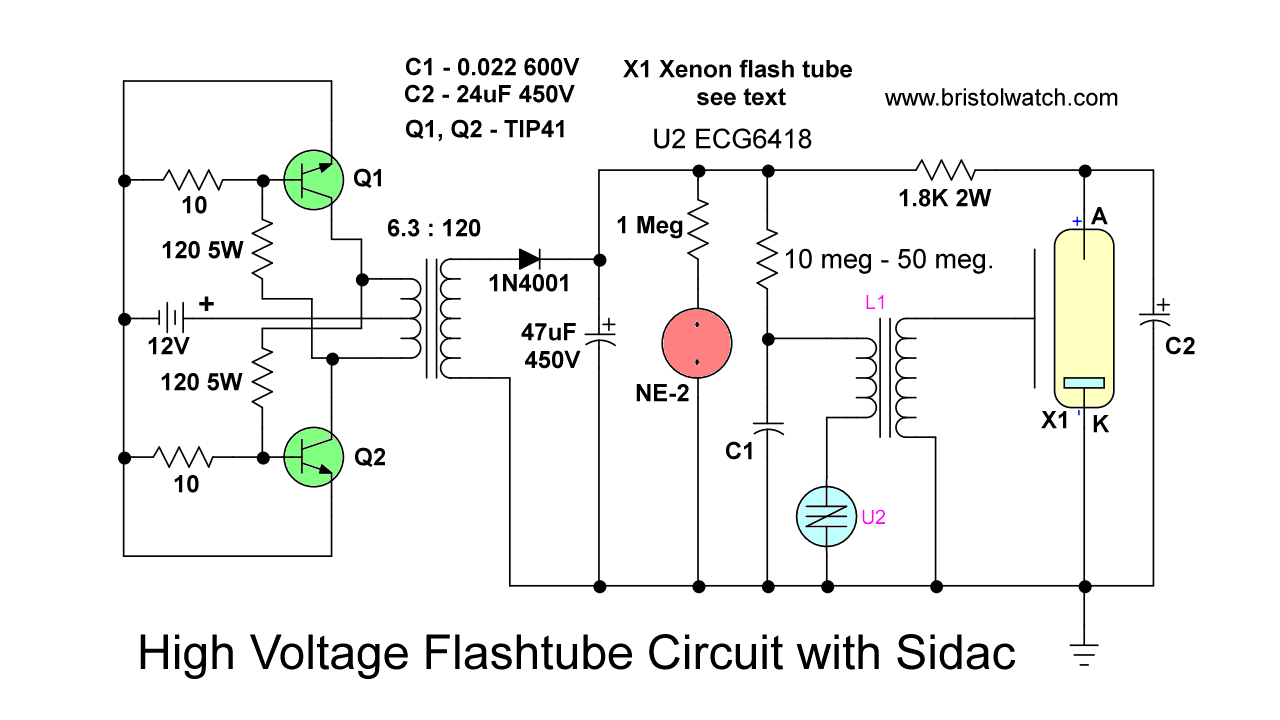 SIDAC test circuit complete schematic.