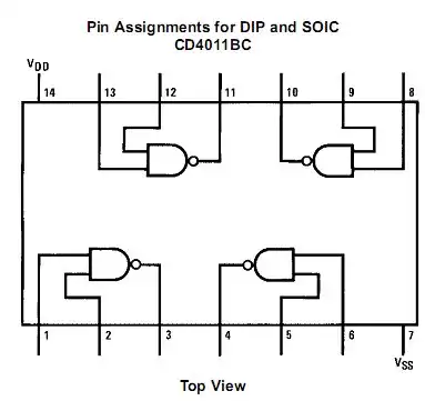 CD4011 pin connections