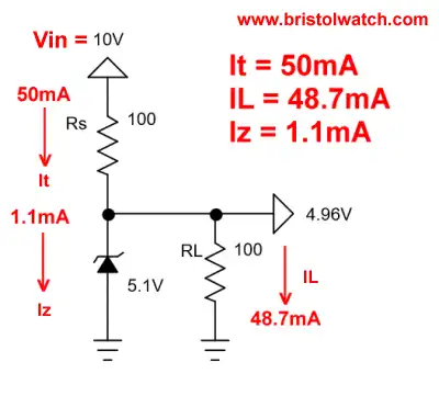 Failed regulated Zener diode circuit.