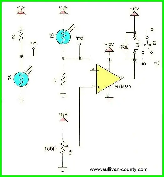 LM339 connected to photocell