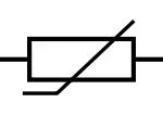 Thermistor symbol.