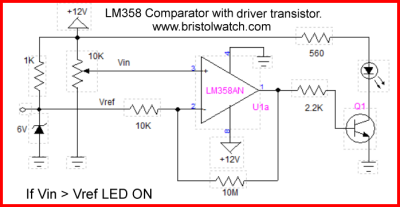 LM358 based comparator uses single supply