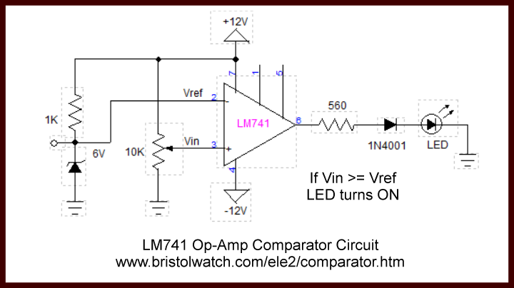 investing comparator circuit thermostat