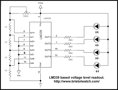 LM339 based 4-bit voltage indicator