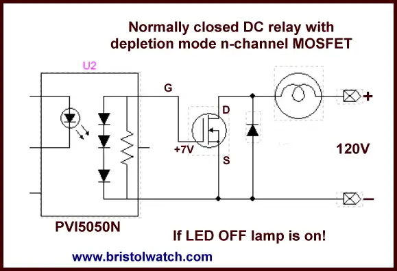 Depletion mode MOSFET switch with photovoltaic drive opto-coupler.