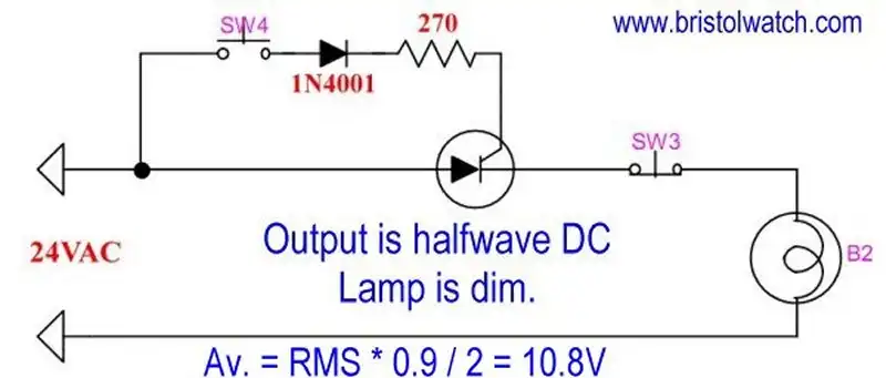 Basic SCR test circuit with AC input.