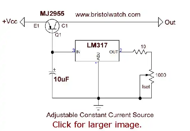Original variable constant current source circuit using LM317.