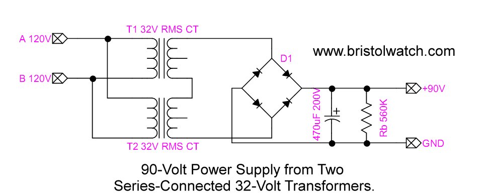90-volt unregulated DC power supply.