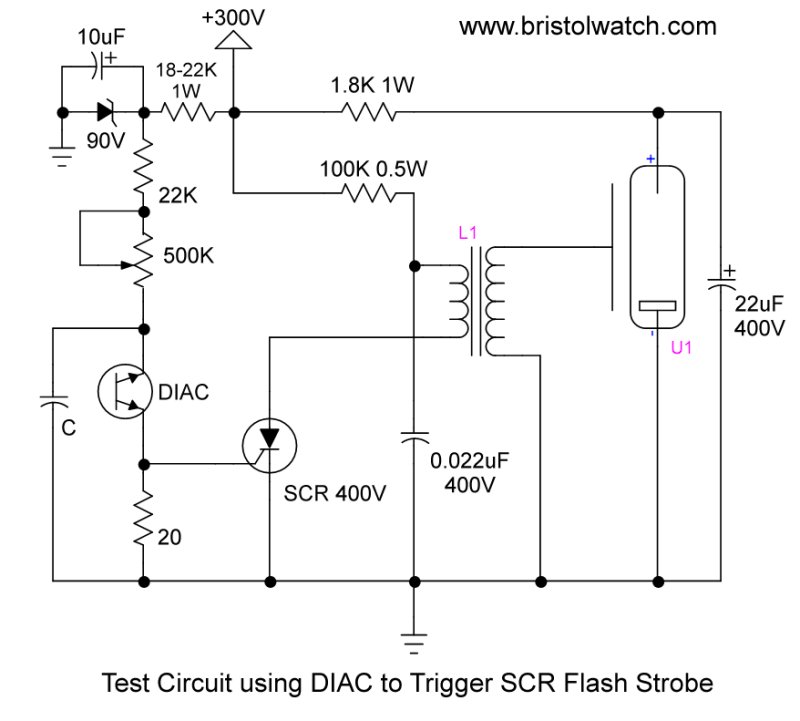 DIAC SCR flash strobe circuit.