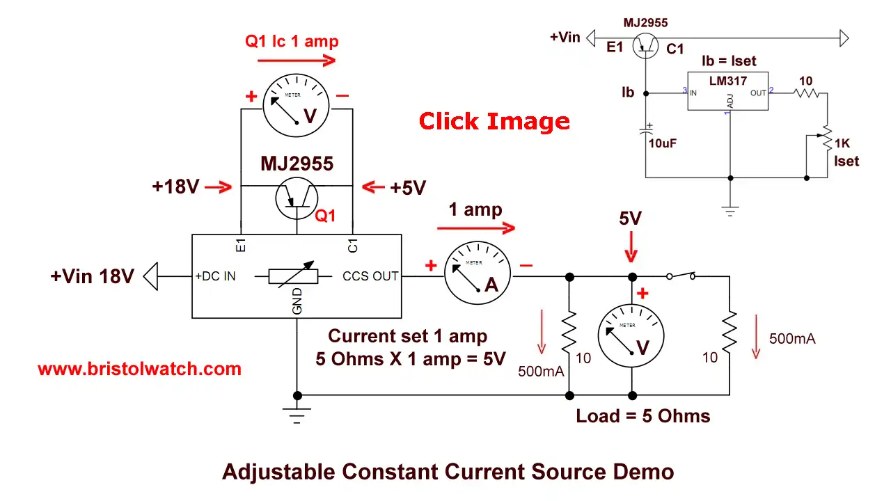 Series-parallel circuit connected to constant current source.