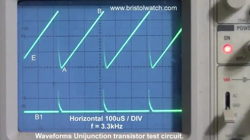 Unijunction transistor relaxation oscillator LM335Z constant current source waveform.