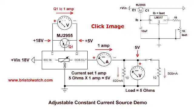 Series-parallel circuit connected to constant current source.