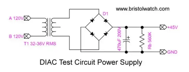 45-volt unregulated DC power supply.