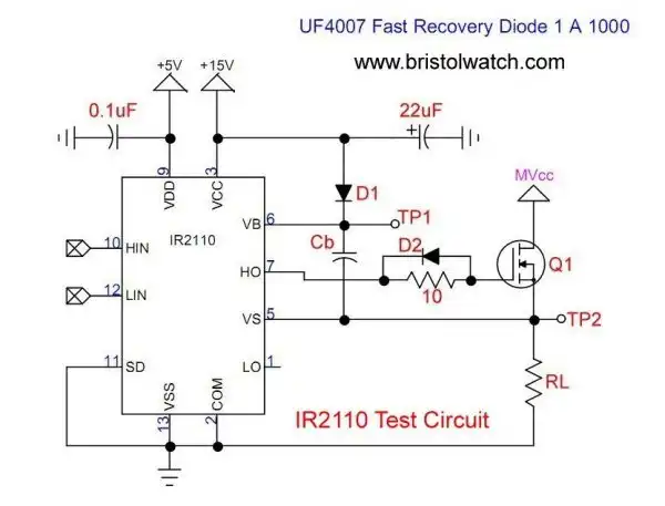 HIGH side MOSFET circuits using IR2110.