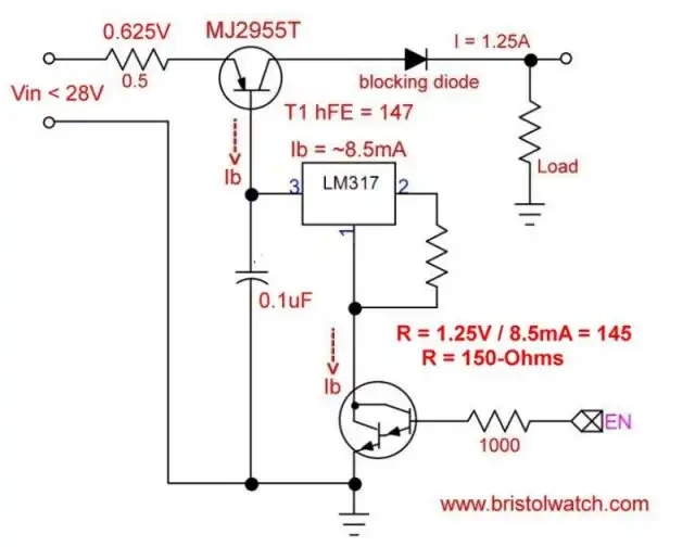 LM317 CCS with transistor ON/OFF switch for PWM, etc.