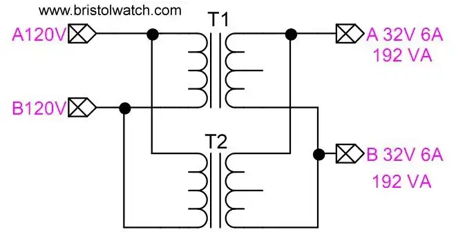 2 transformers connected parallel input to parallel output current adds.