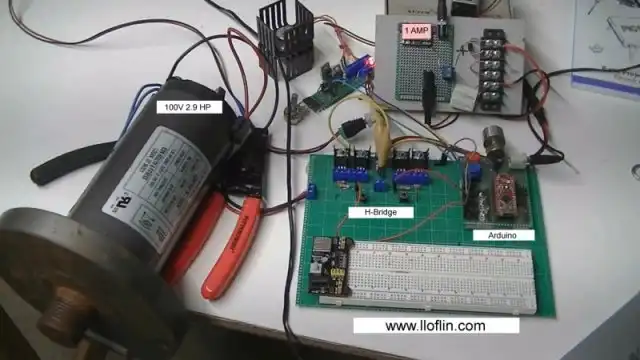 Arduino controls large motor through a constant current source and H-bridge circuit.