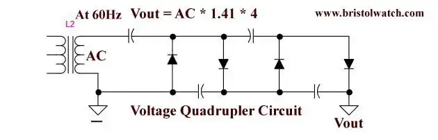 Quadrupler voltage multiplier circuit.