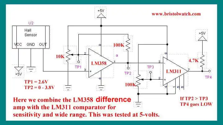 Hall effect sensor and LM311