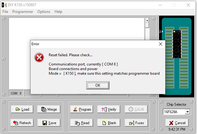 K150 wrong com port popup.