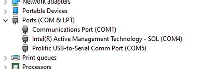 Windows device manager ports.