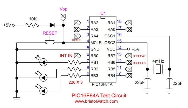 PIC16F84A Test Circuit