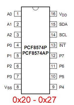 PCF8574P pin connections.