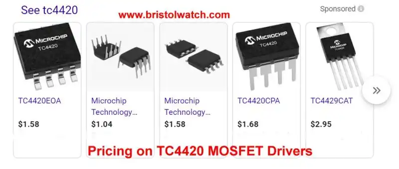 TC4420 MOSFET driver case styles and prices.