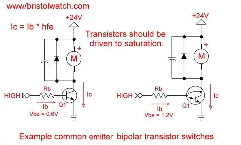 Common emitter transistor switches circuits.