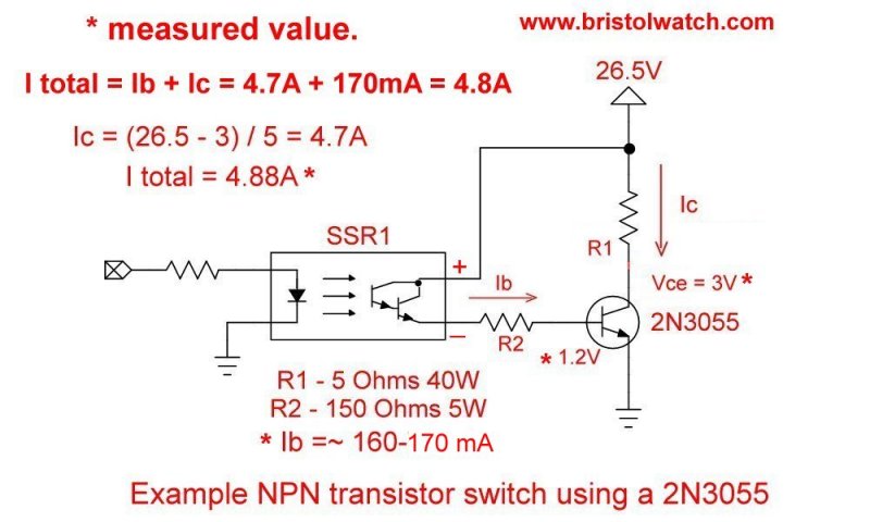 2N3055 common emitter power switch.