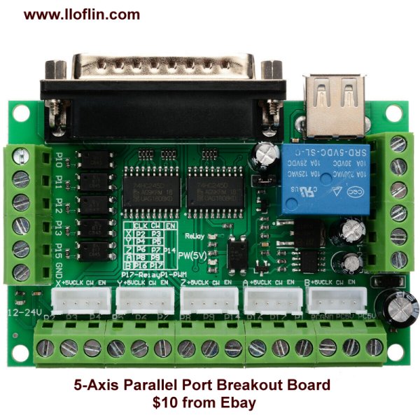 Parallel port control, breakout board for CNC machines.