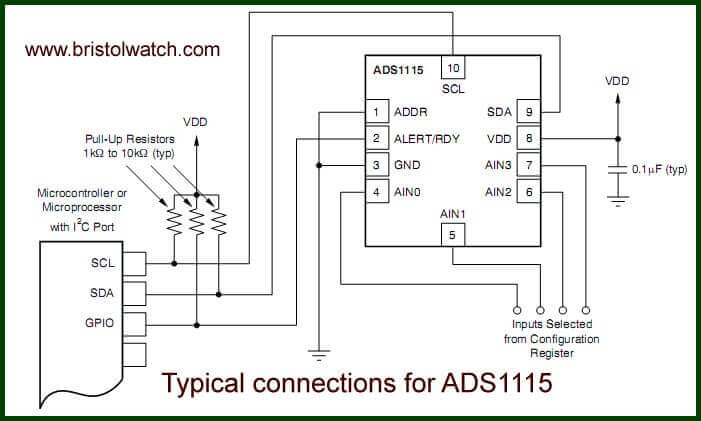 ADS1115 4-Channel ADC Uses I2C with Raspberry Pi 4 wire pt100 diagram 