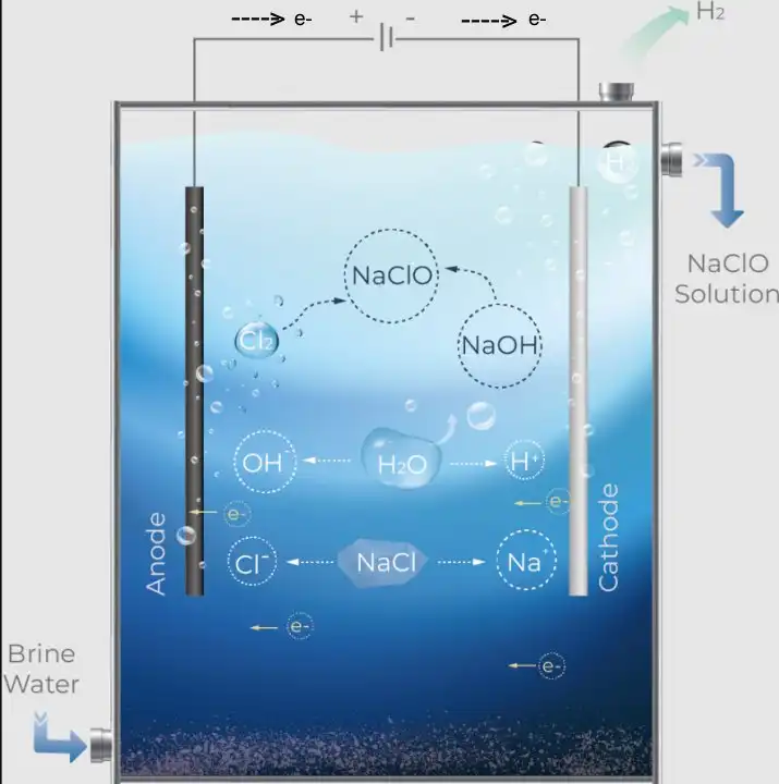 Electrochlorination process for bleach production