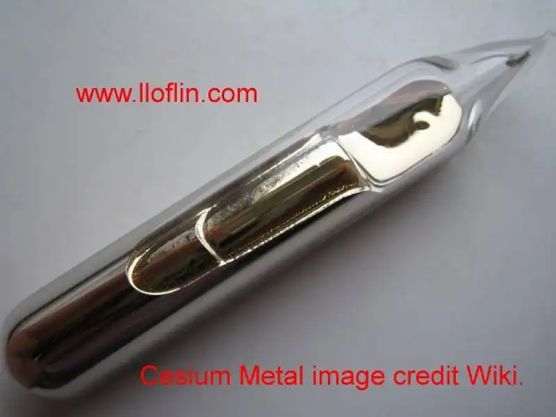 Cesium metal sample in glass