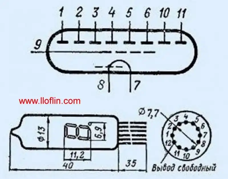 Vacuum fluorescent display pin connections
