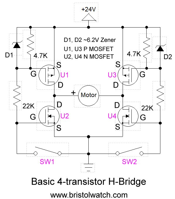 Basic MOSFET h-bridge circuit